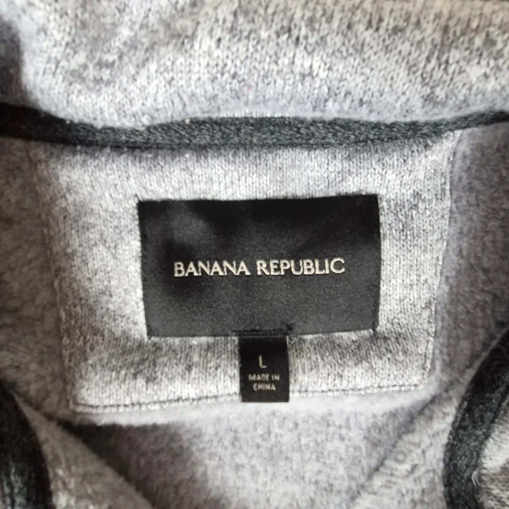 Banana Republic Zip Sweater Jacket Mens Large Gray Marl Mixed Media